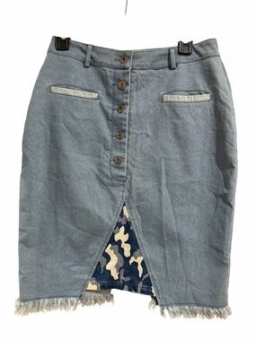 POL Denim camo panel skirt Sz S waist 30”